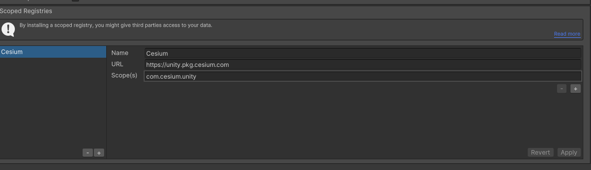 添加cesium for unity 插件配置