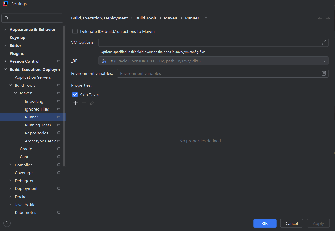 Maven运行Clean遇到错误提示:You can specify JRE to run maven goals in Settings ...