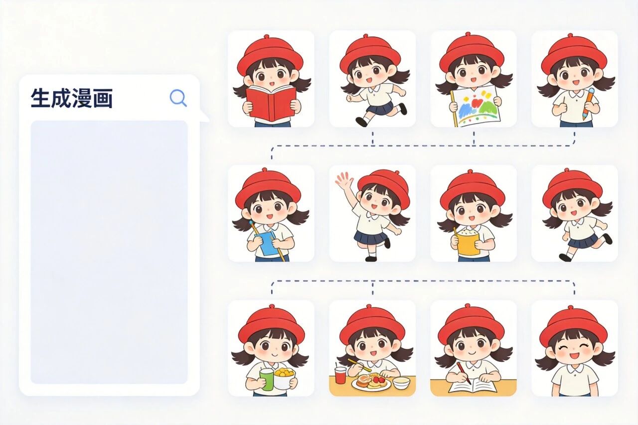 AI一次生成8张连贯图像，角色保持一致