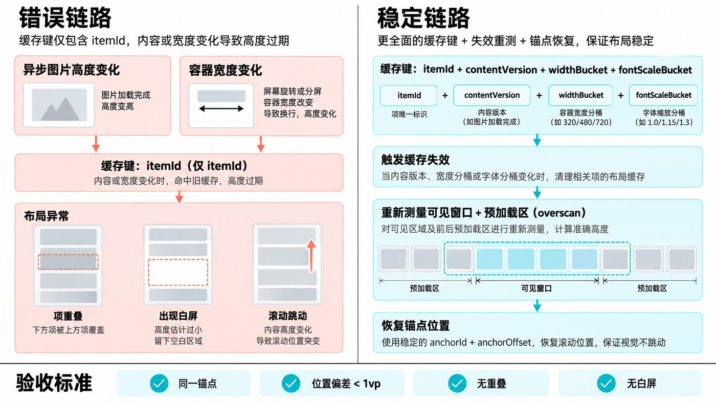LazyLayoutAlgorithm 缓存失效与稳定锚点恢复流程