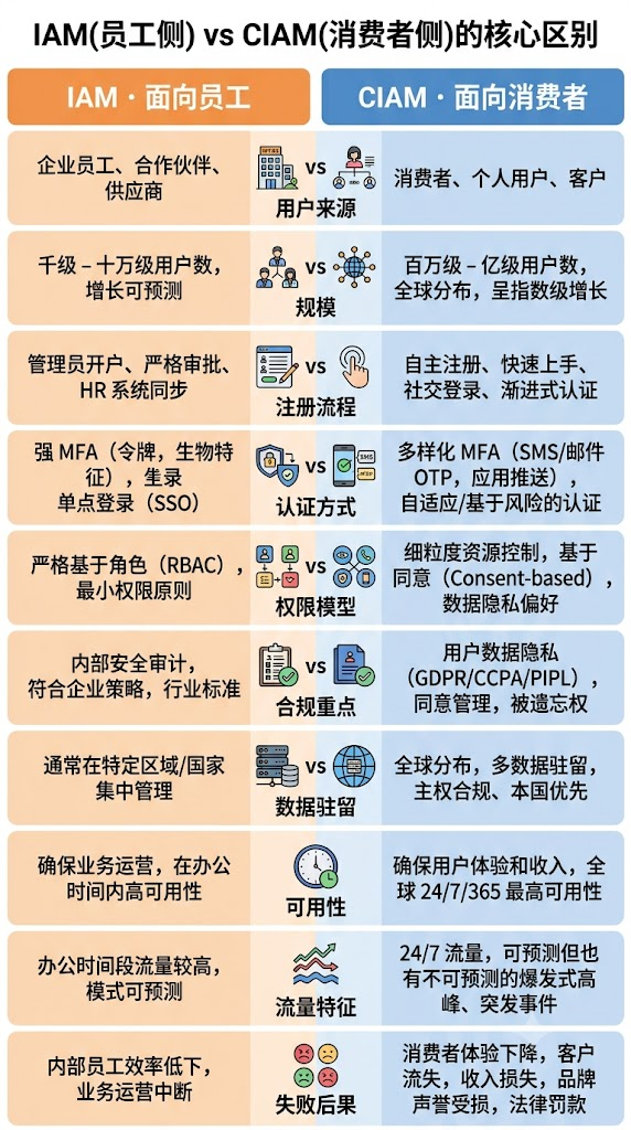 IAM 与 CIAM 的核心区别