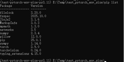 图四pytorch安装后的依赖环境