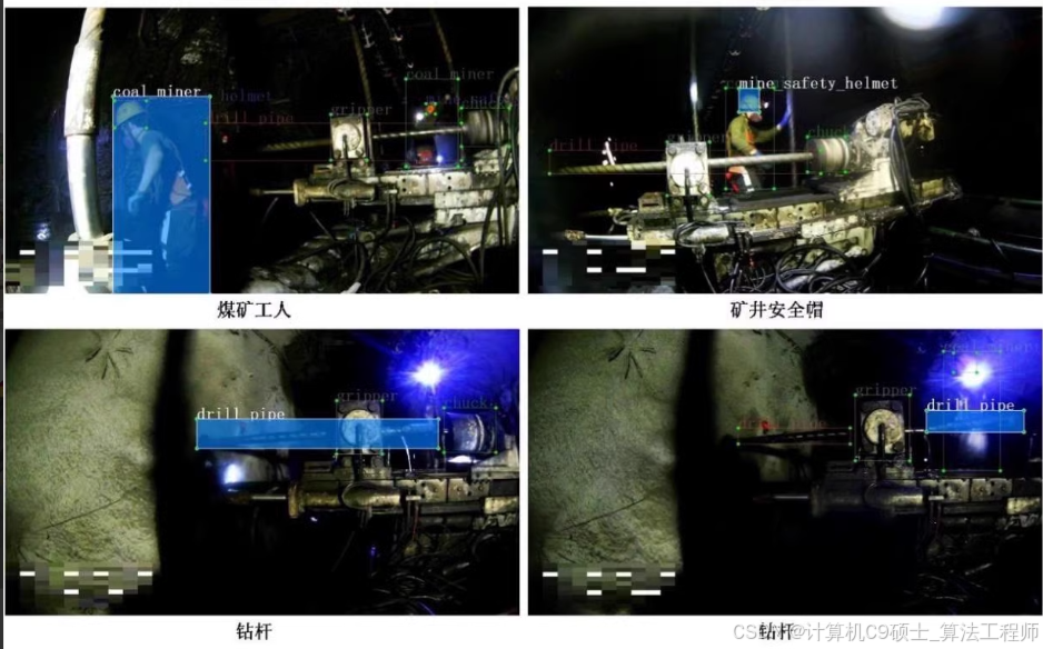 如何训练自己的数据集之—煤矿煤炭井下数据集 煤矿采掘工作面智能分析数据集工人行为检测液压支撑防护煤矿井下钻场智能分析数据集-夹持器、钻机卡盘 ...