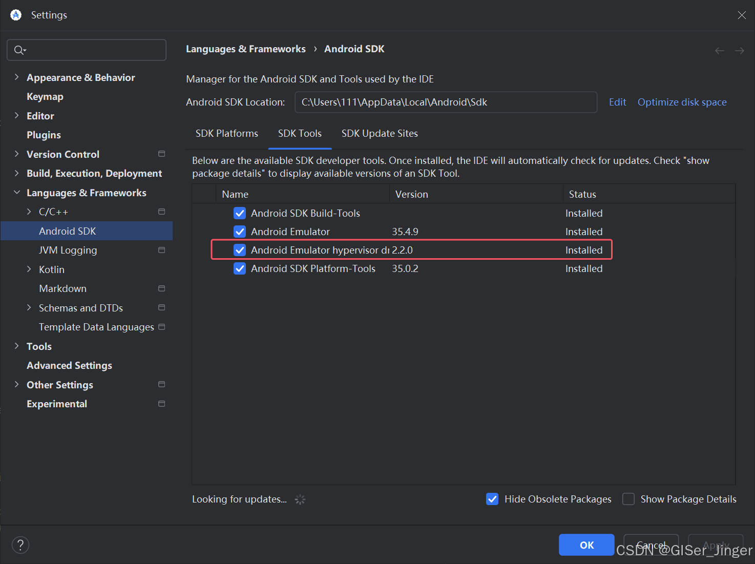 Android 模拟器运行遇到Android SDK is up to date. Running Android Emulator ...