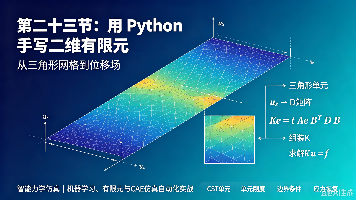 【零基础学智能仿真-23】用 Python 手写二维有限元——从三角形网格到位移场封面图