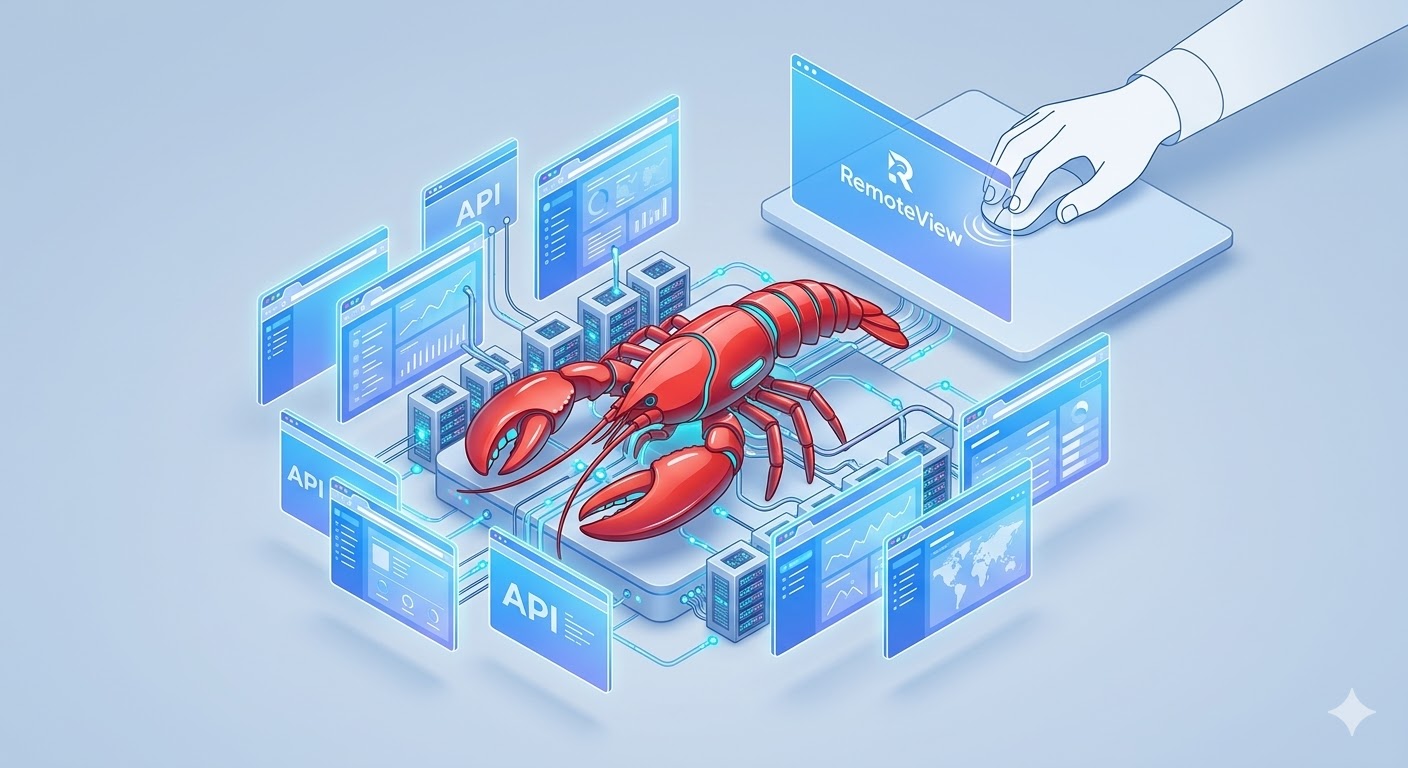 依托 RemoteView 银行级加密通道，实现对本地部署 OpenClaw（龙虾） 智能体的安全管控与跨软件调度