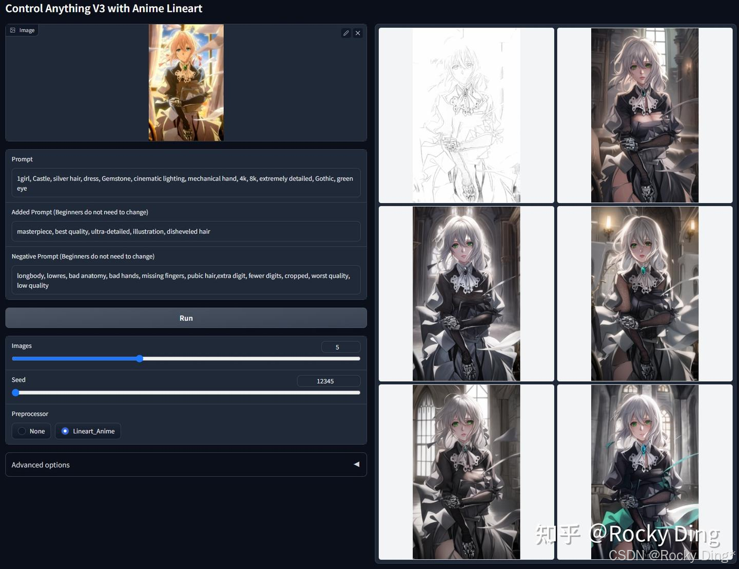 ControlNet 1.1 Anime Lineart的控制生成效果