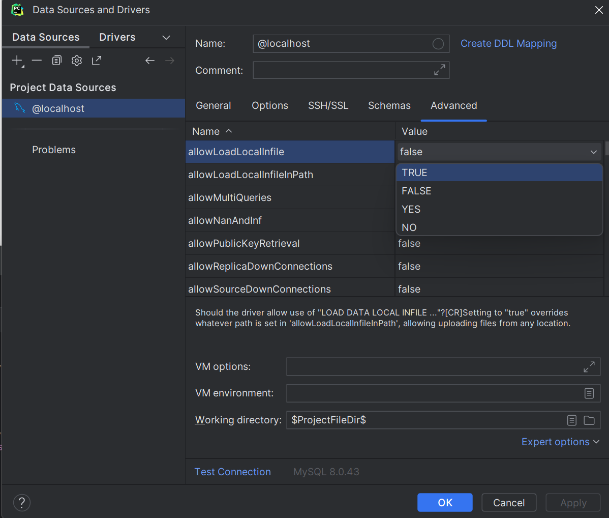 PyCharm轻松连接MySQL并运行SQL脚本以及解决MySQL 的 LOAD DATA LOCAL INFILE 功能关闭所导致的问题 ...