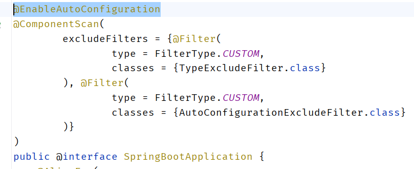 @SpringBootApplication阅读笔记_java class [] exclude() default {} 是什么意思-CSDN博客