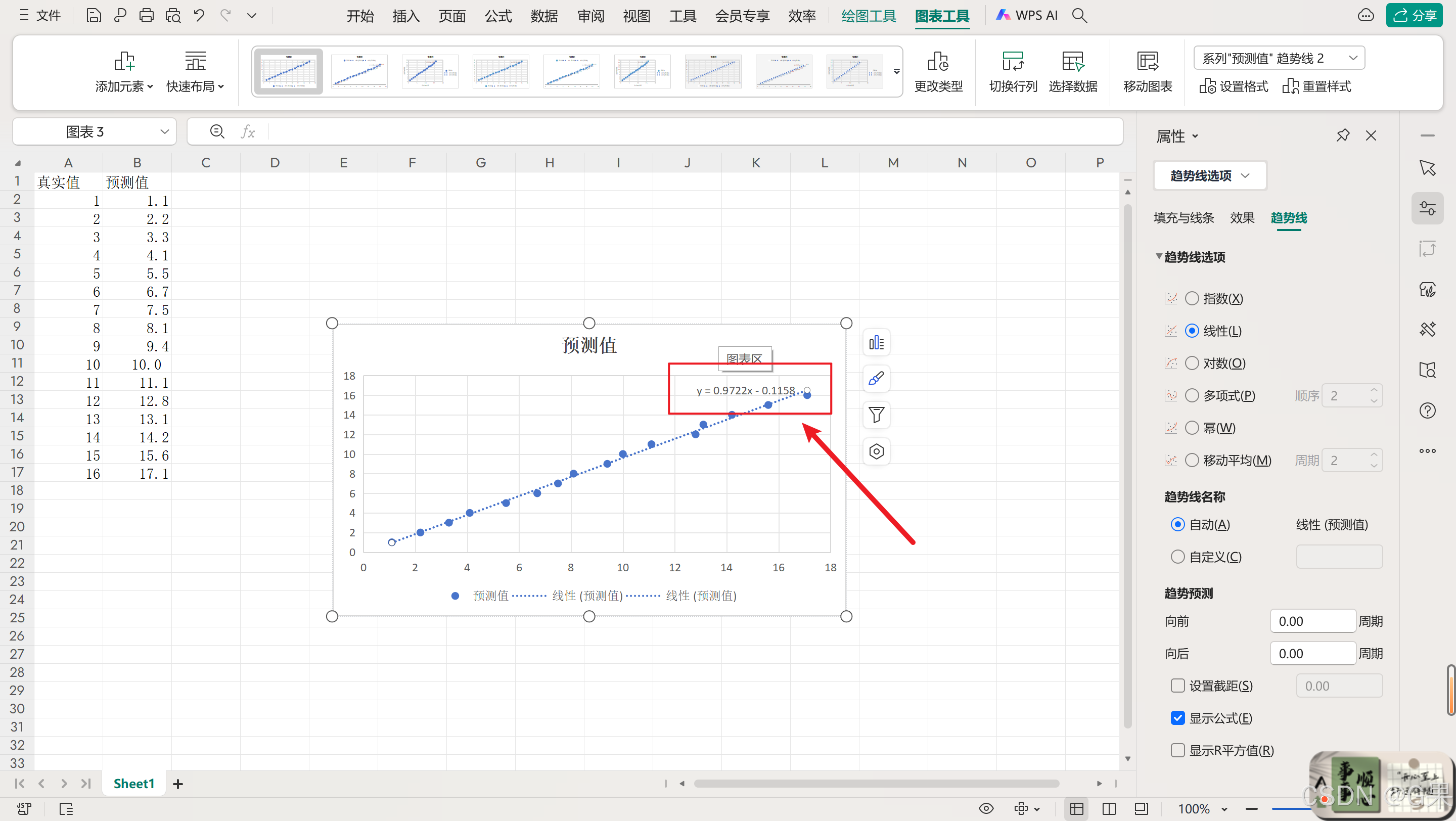 WPS excel 数据最小二乘法拟合