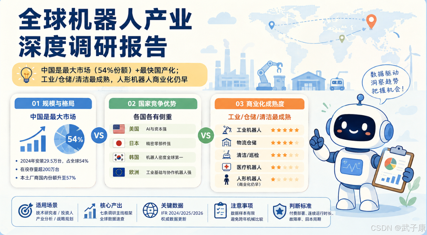 调查研究-138 全球机器人产业深度调研报告【01 篇】：市场规模、竞争格局与商业化成熟 2026