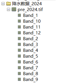 每个数据有12个波段，不同波段代表不同月份，如Band1为相应年份1月。插入图片描述
