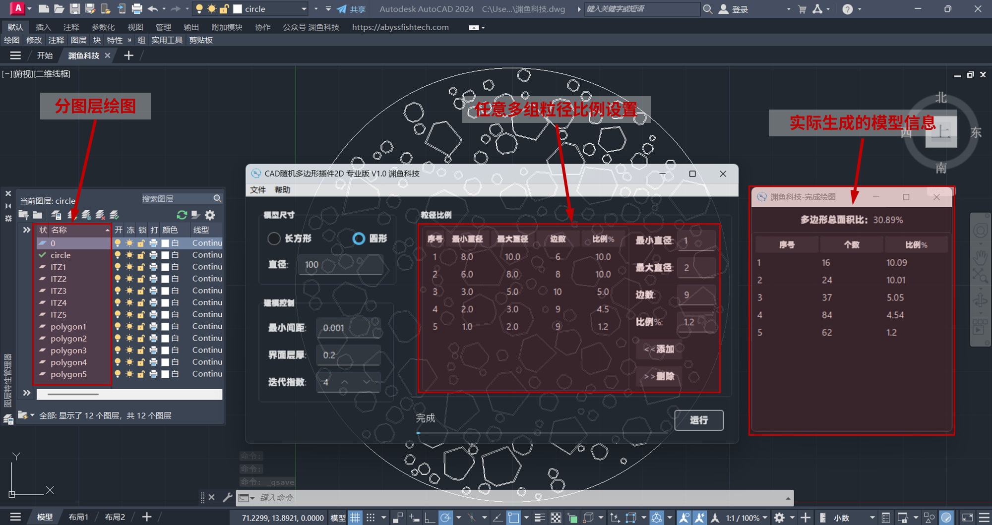 多边形模型信息及分图层绘制