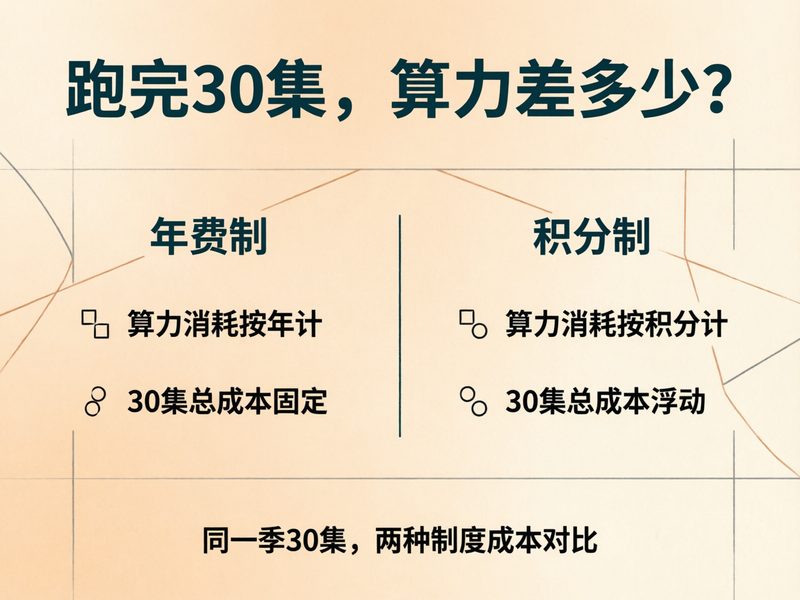 年费制和积分制跑完一季30集的算力消耗各有不同,换算成单季实际费用后各平台差距更明显。