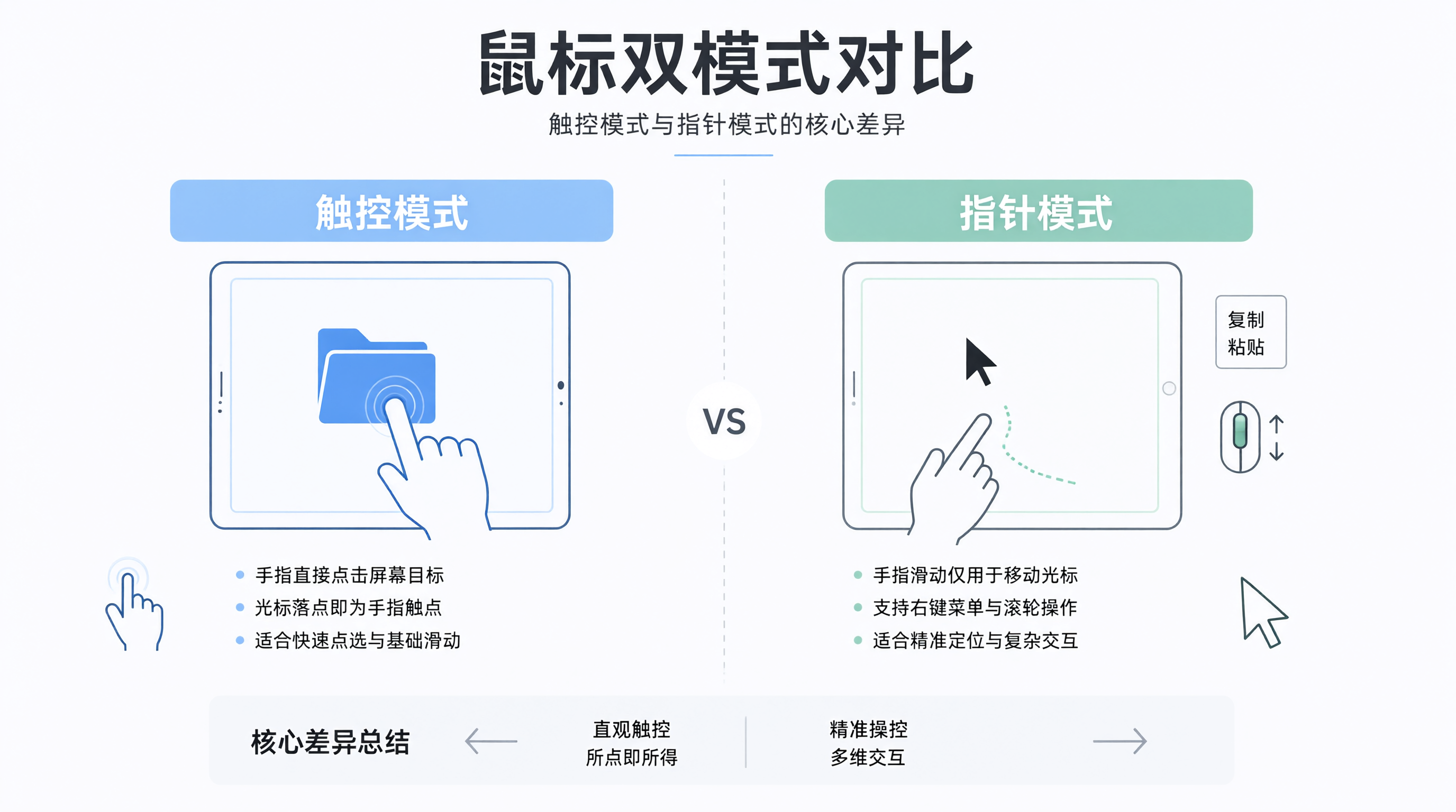 鼠标双模式：触控模式和指针模式的区别