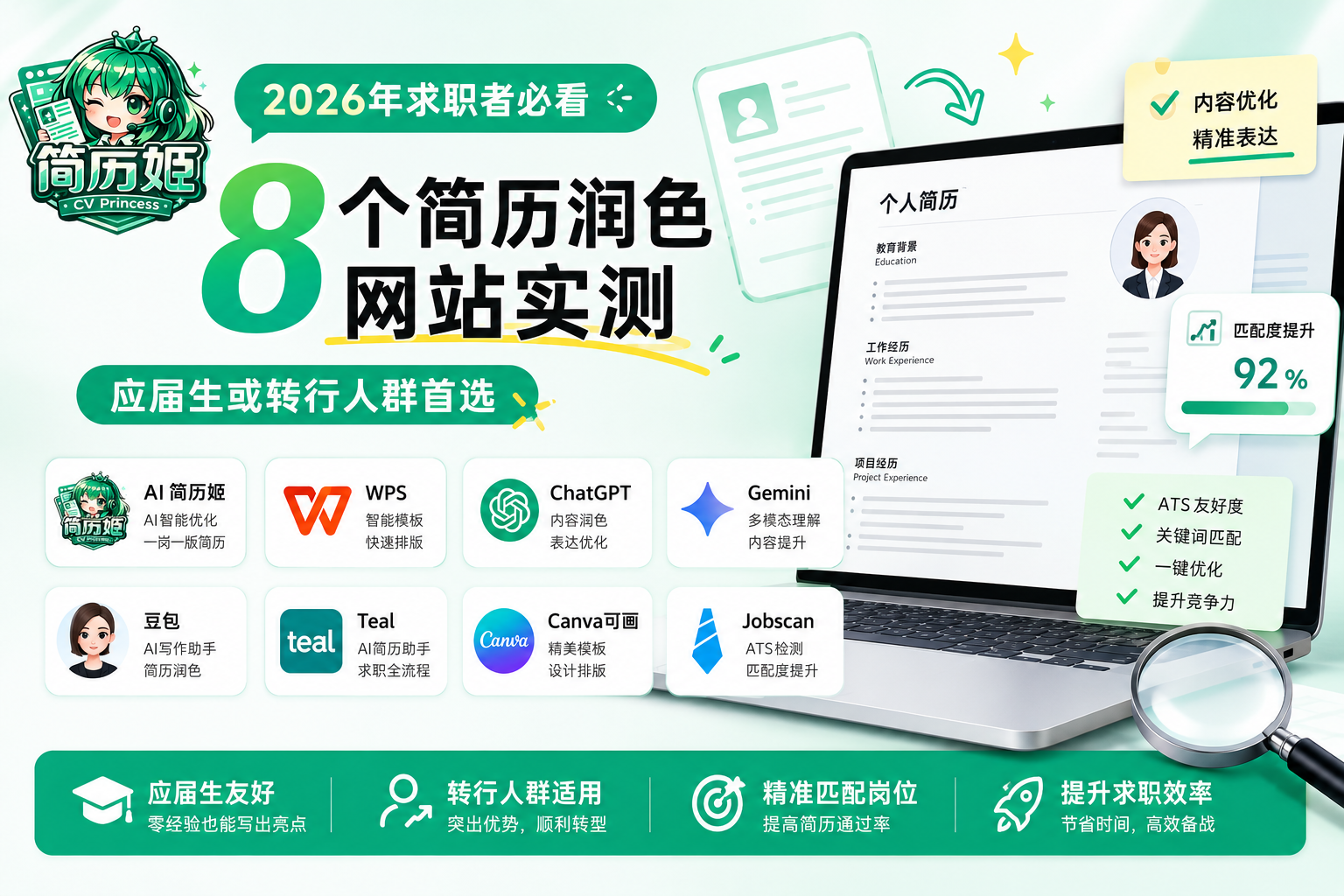 2026年求职者必看 8 个简历润色网站实测 应届生或转行人群首选
