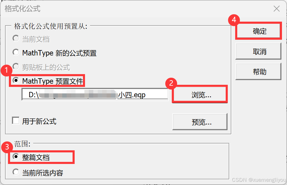 格式化公式选项