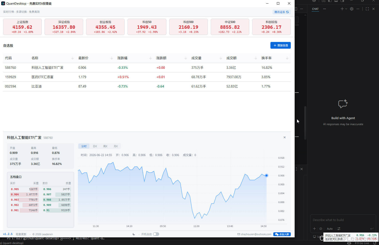 QuantDesktop：实时行情、K 线与自选列表