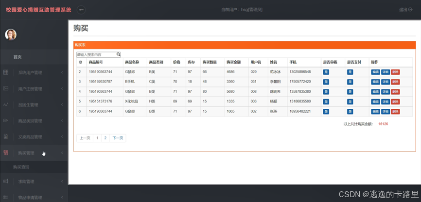 图4-9 购买管理界面