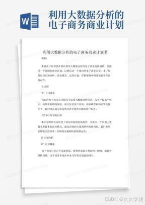 利用大数据分析的电子商务商业计划书