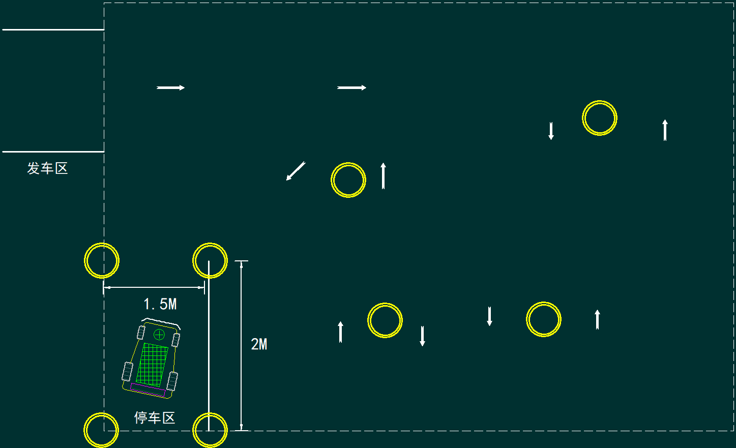 ▲ 图1.1.2 停车区四个角落有锥桶标识