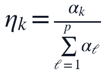 \eta_k=\frac{\alpha_k}{\sum_{\ell=1}^{p}\alpha_{\ell}}