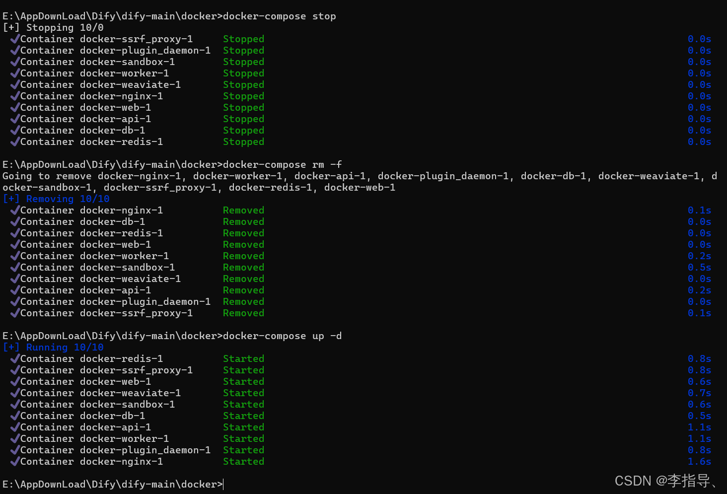 dify用 docker compose 部署后Docker Desktop中 postgres:15-alpine 报错； 以及每次重启Docker后Dify都被初始化问题