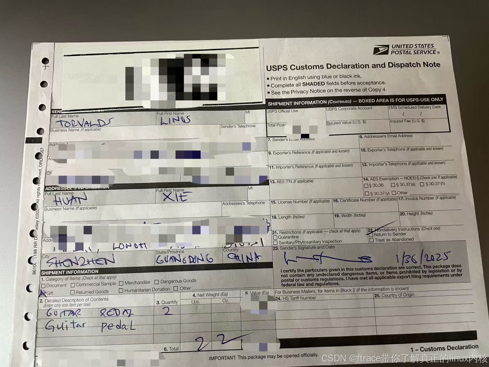 Linux 创始人Linus Torvalds 亲自为深圳JeffXie 打造吉他效果器_linux之父发布吉他效果器-CSDN博客