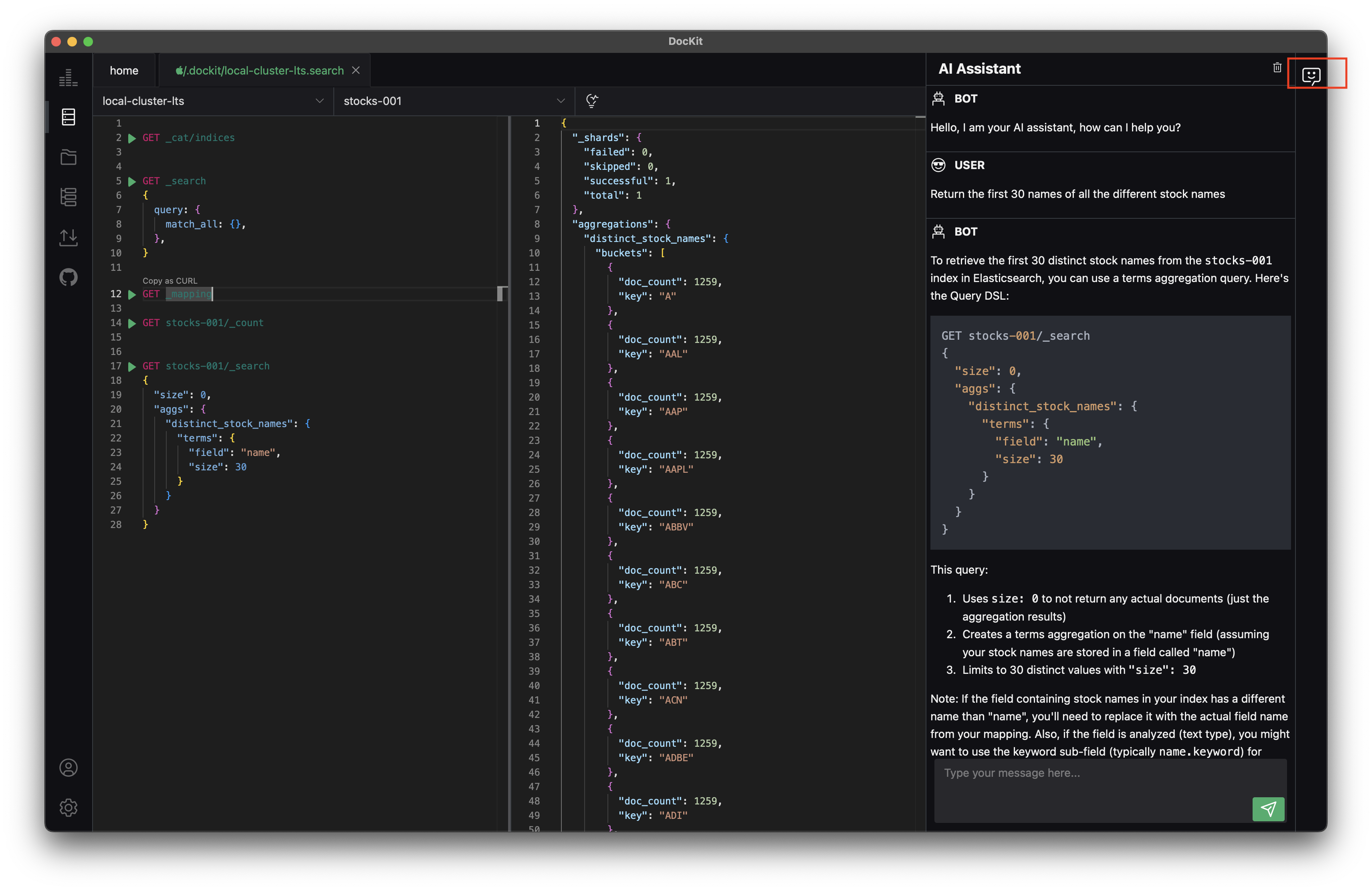 DocKit AI助手提问界面