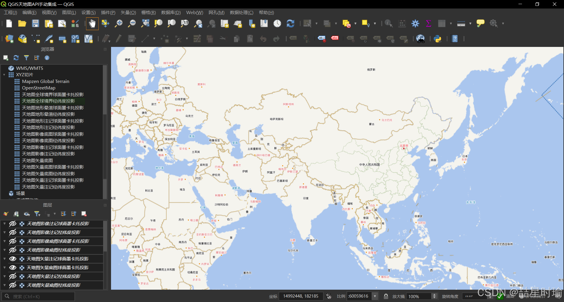 天地图 地图API 与 QGIS 集成--XYZ Tiles手动添加【天地图教程2】_天地图 xyz-CSDN博客