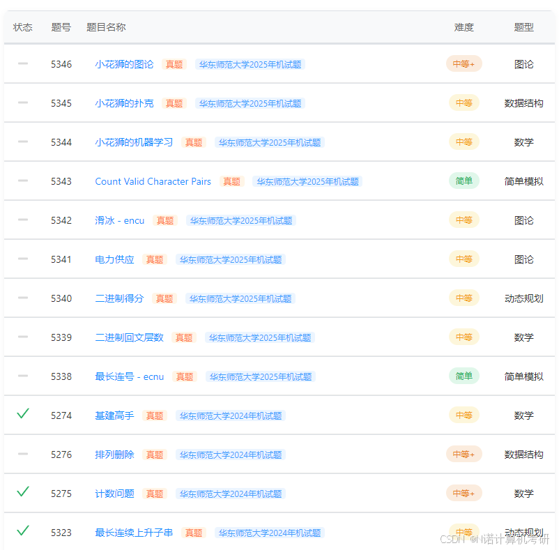 2025年华东师范大学计算机考研复试机试真题（附 AC 代码 + 解题思路）_华东师范大学计算机机试-CSDN博客