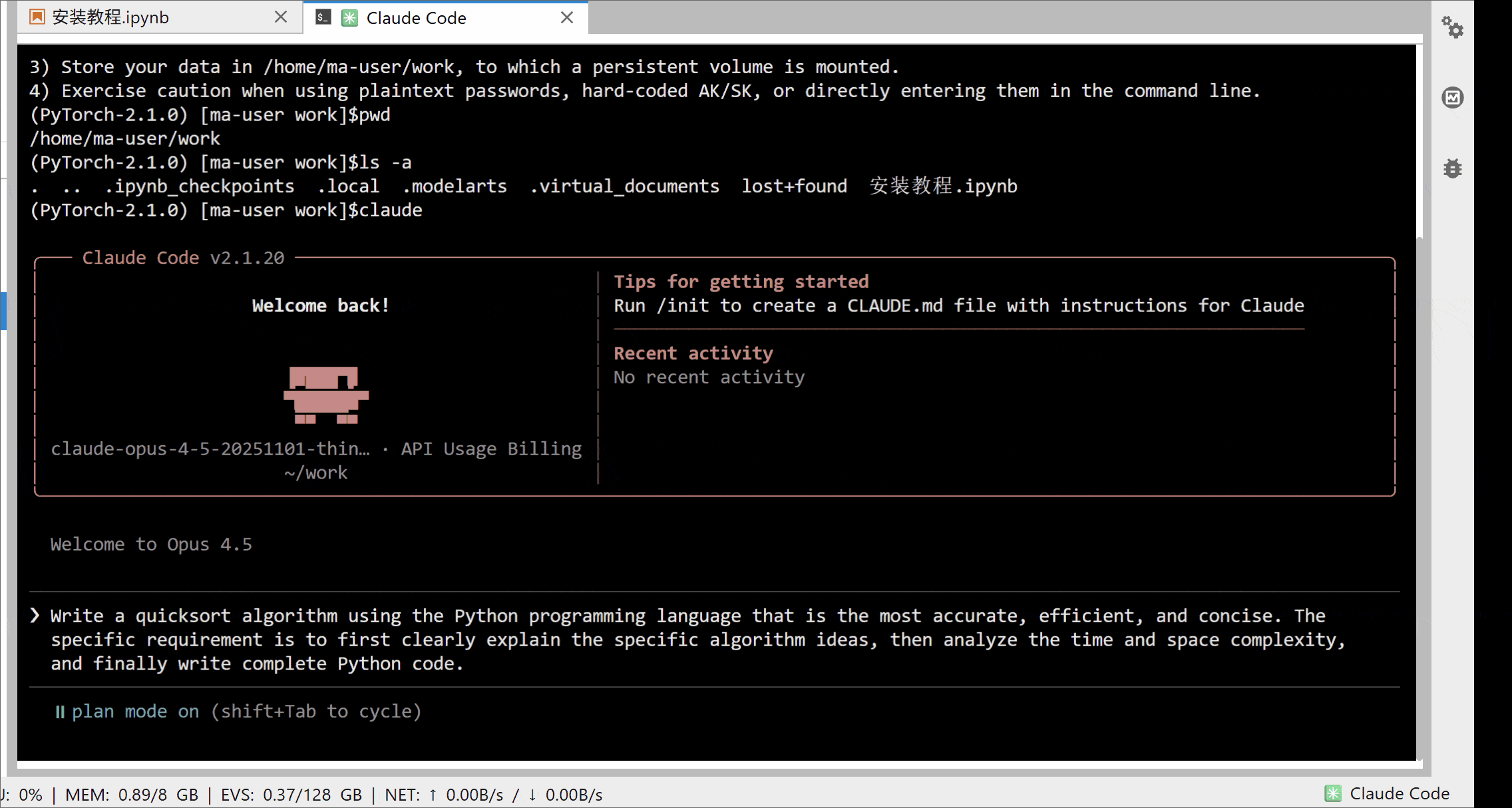 Claude Code 运行效果