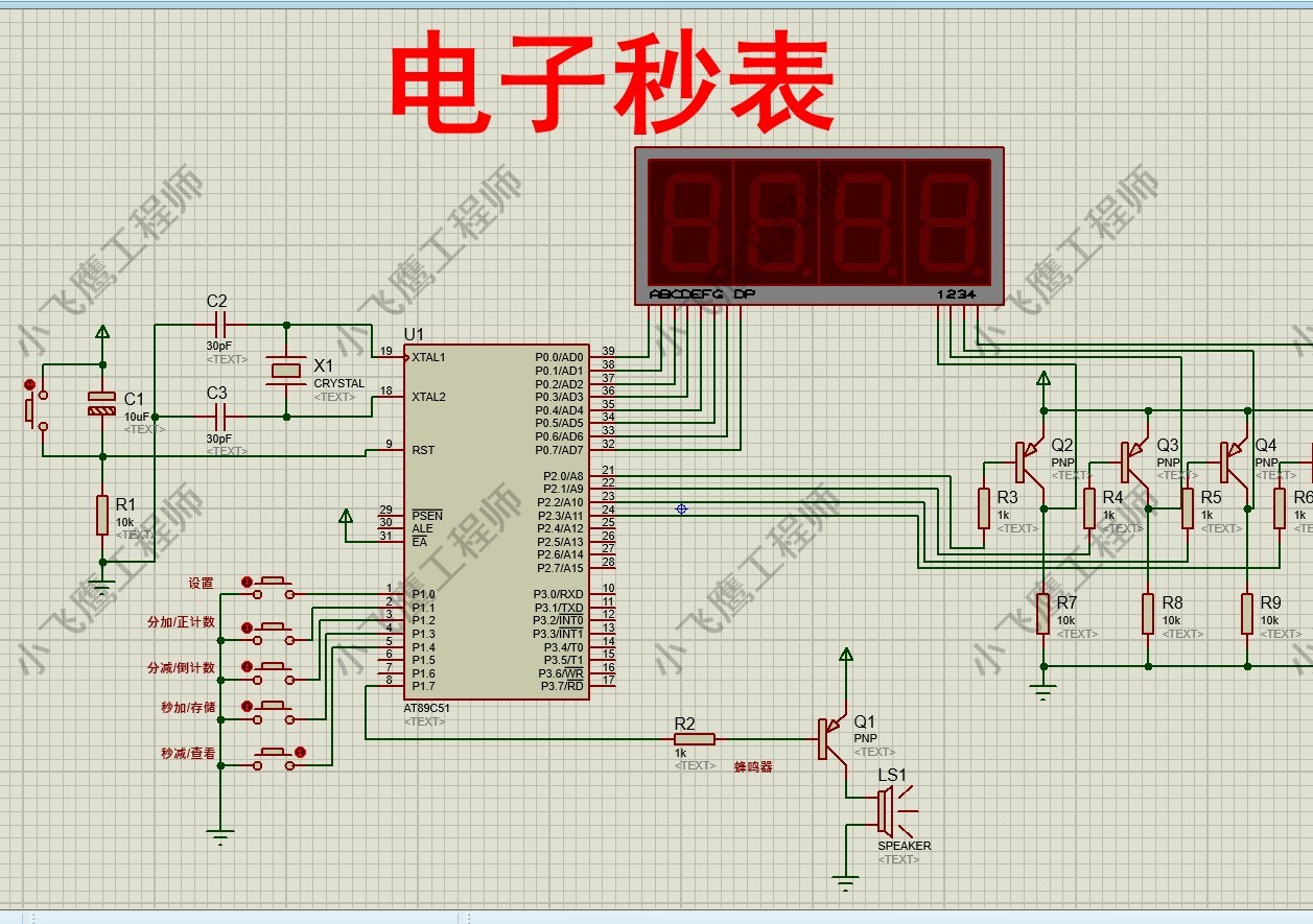 基于单片机电子秒表计时器设计系统Proteus仿真(含全部资料)-CSDN博客