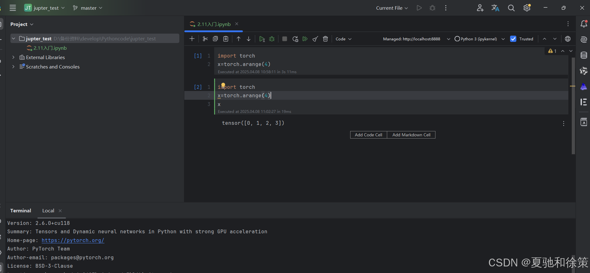 新所得库-PyCharm中使用Jupyter+安装PyTorch全过程记录_pycharm jupyter-CSDN博客