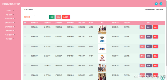 图5.2 招聘信息管理页面