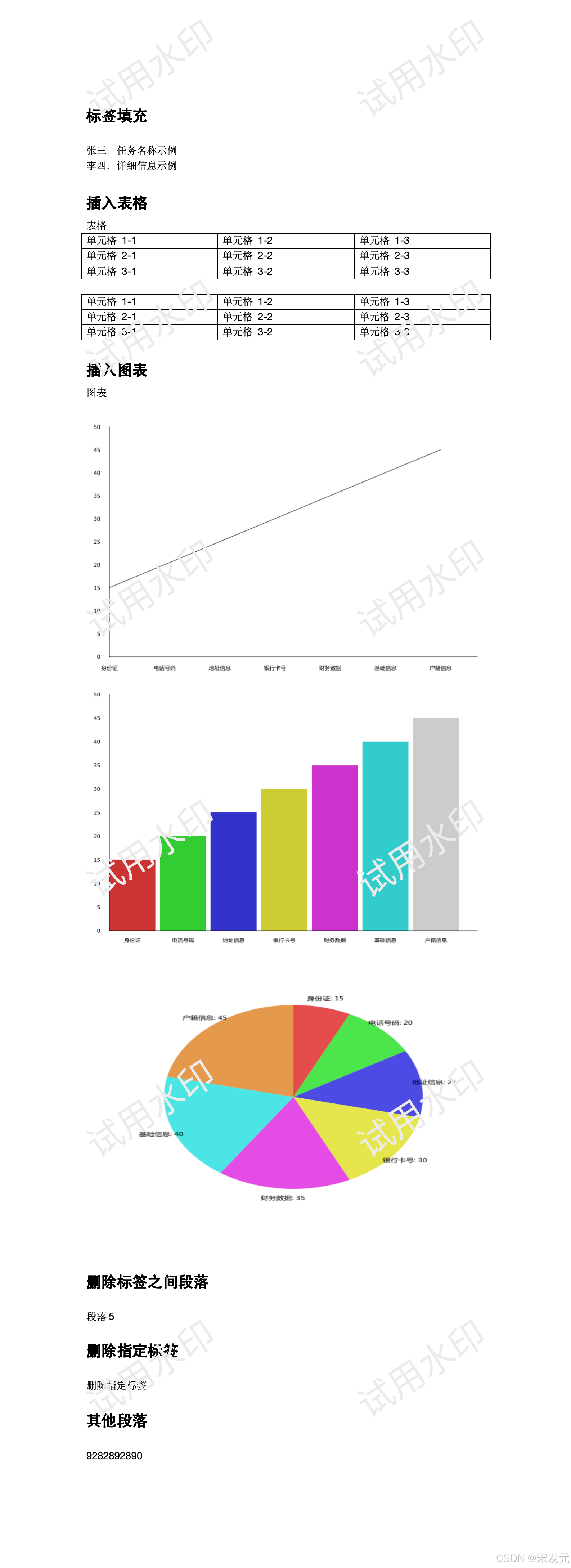 Golang处理Word文档模板实现标签填充|表格插入|图标绘制和插入|删除段落|删除标签