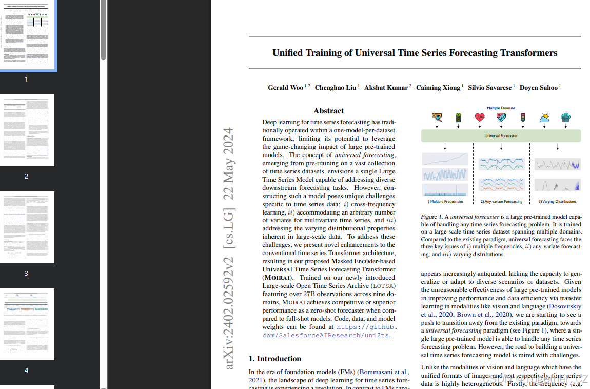 Moirai：Unified Training of Universal Time Series Forecasting ...