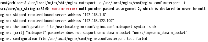 mutexport 不支持 unix domain socket