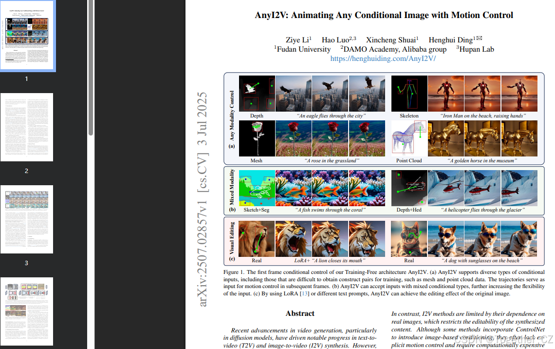 AnyI2V: Animating Any Conditional Image with Motion Control——通过运动控制为任意 ...