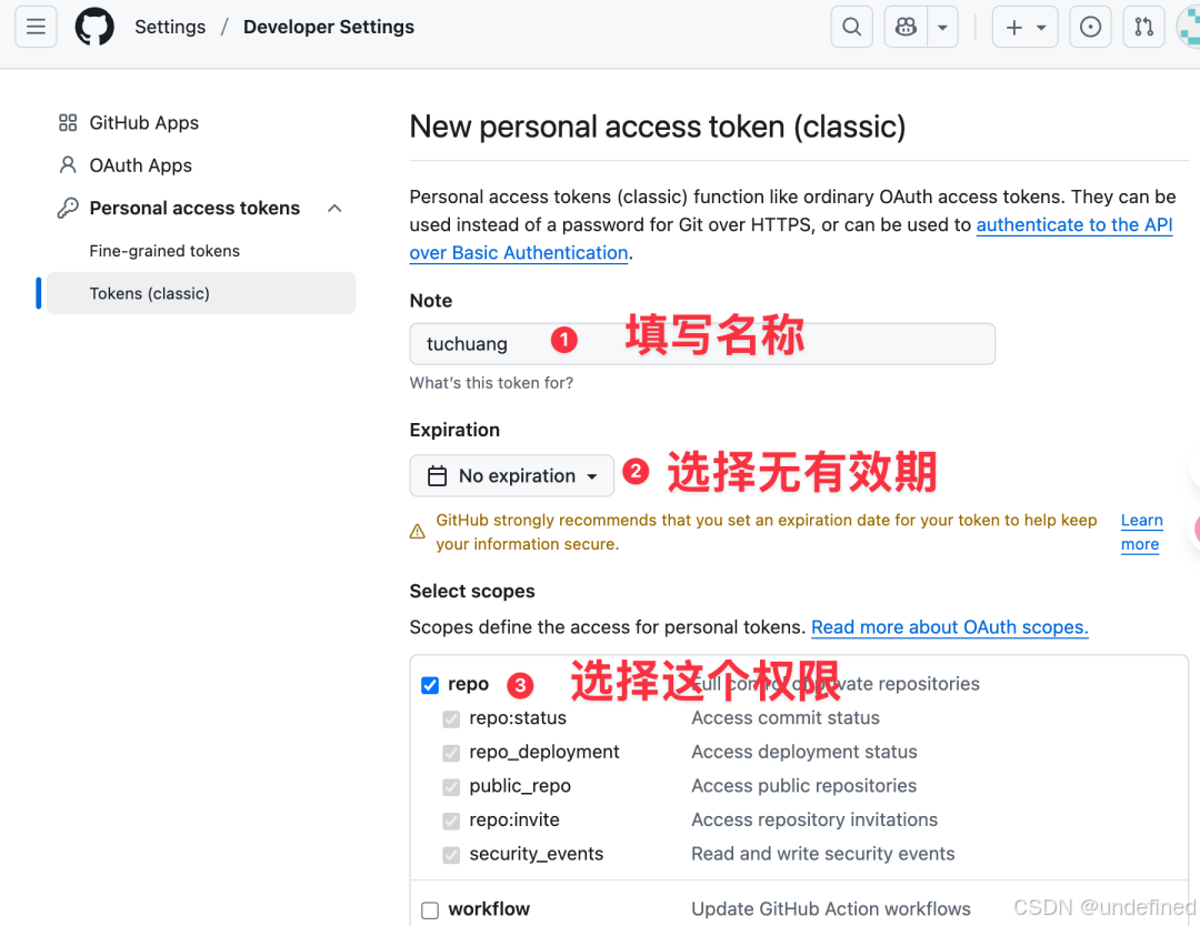填写Token权限配置