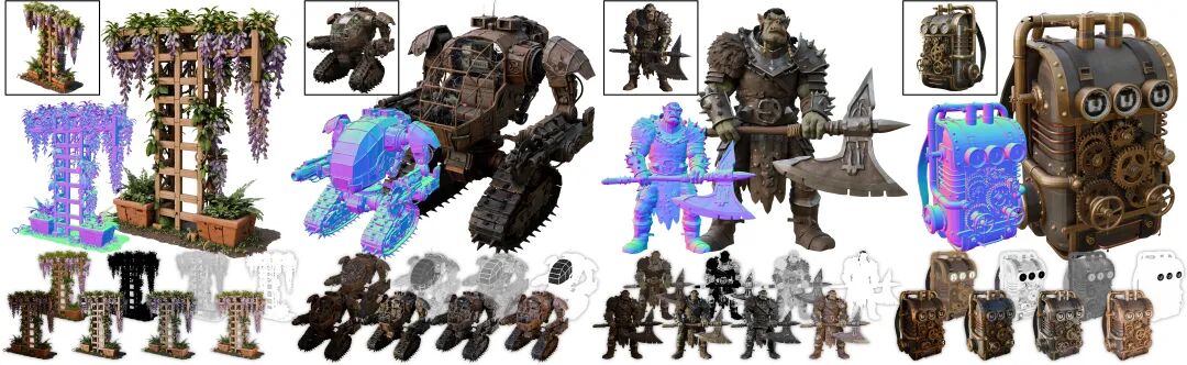 高质量3D资产生成结果