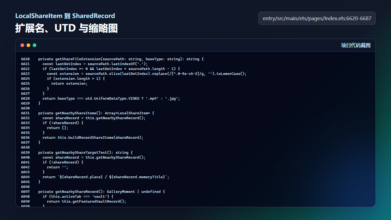 buildSharedRecord 根据扩展名和基础类型生成系统分享记录
