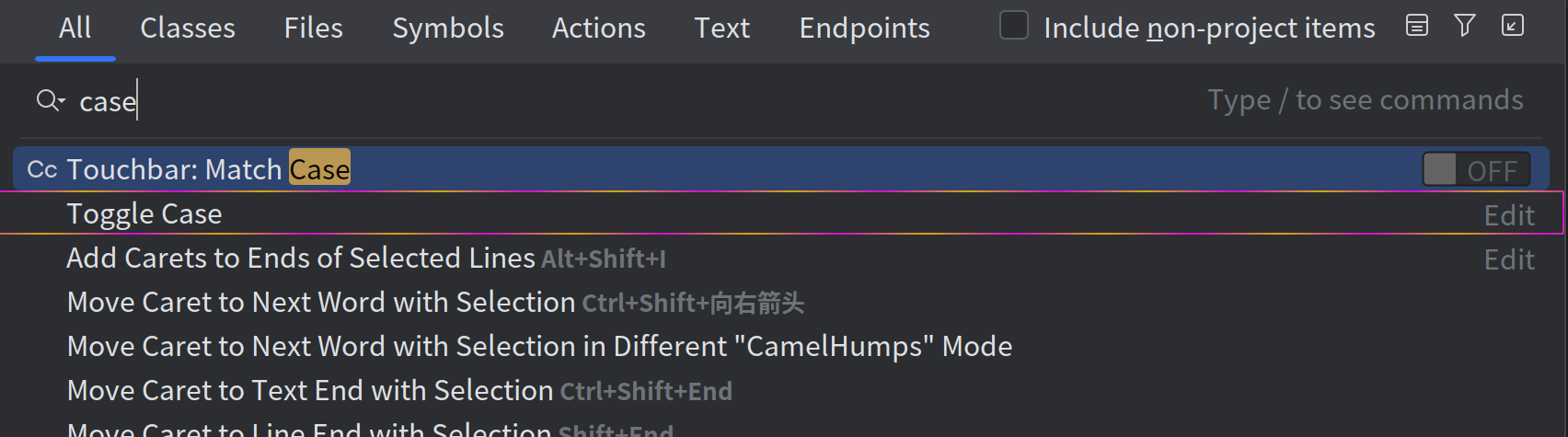 toggle case