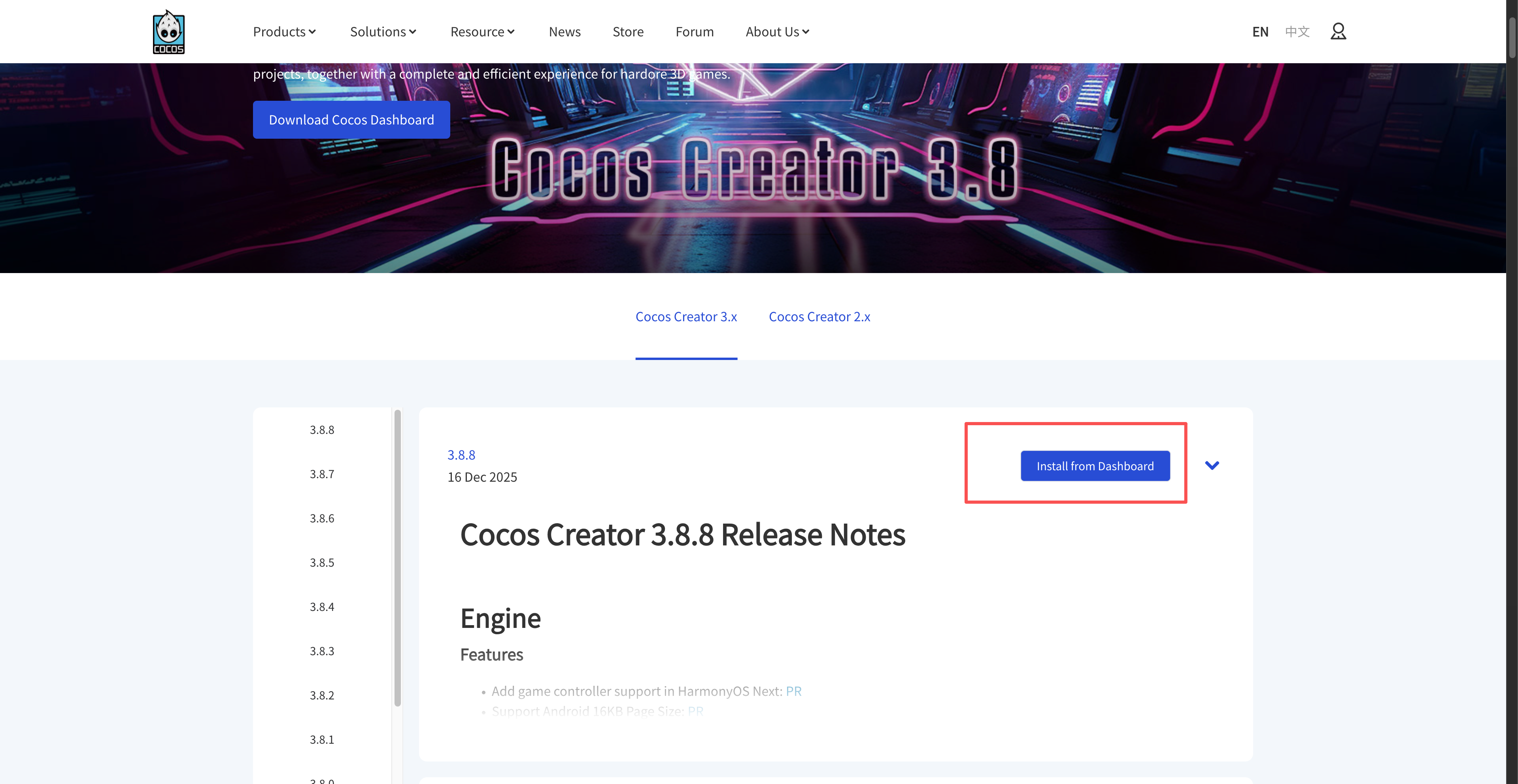 Cocos Creator 下载页面