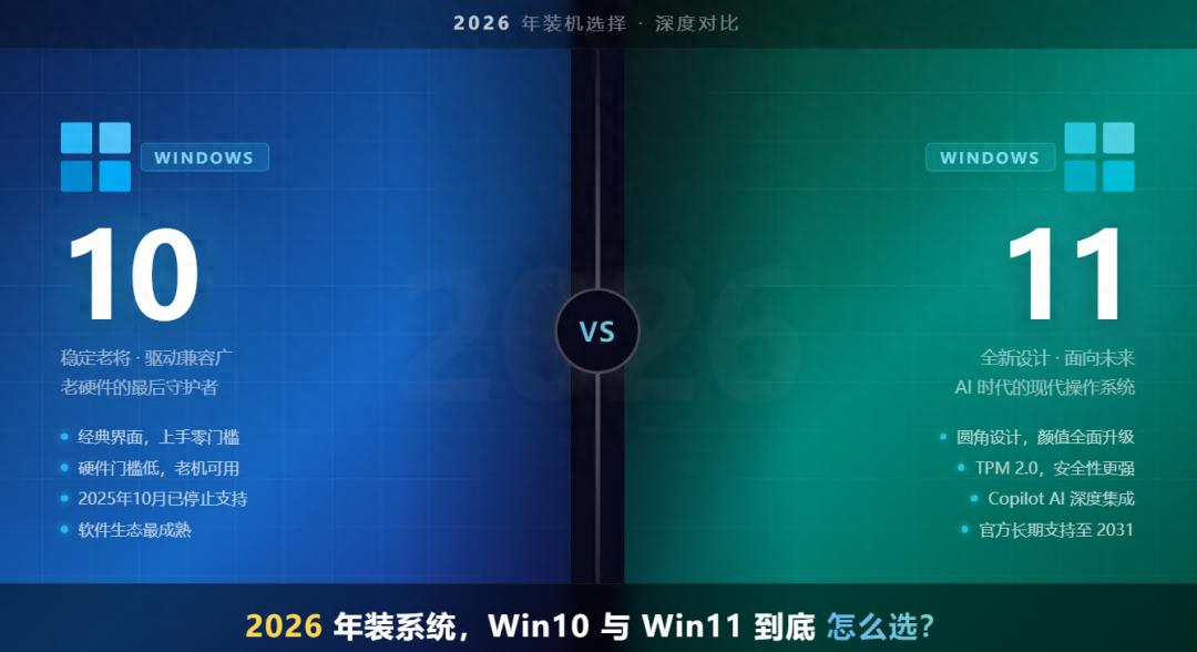 2026年装系统:Win10 与 Win11 到底怎么选?