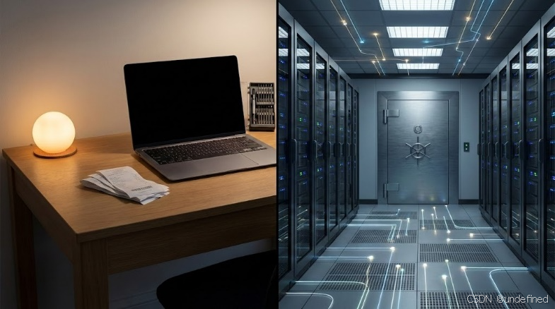 A computer on a table in a room with a safe

AI-generated content may be incorrect.