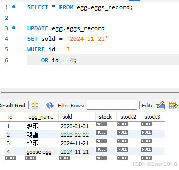 How to update the content of one column in Mysql