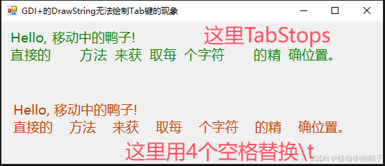C# GDI+的DrawString无法绘制Tab键的现象