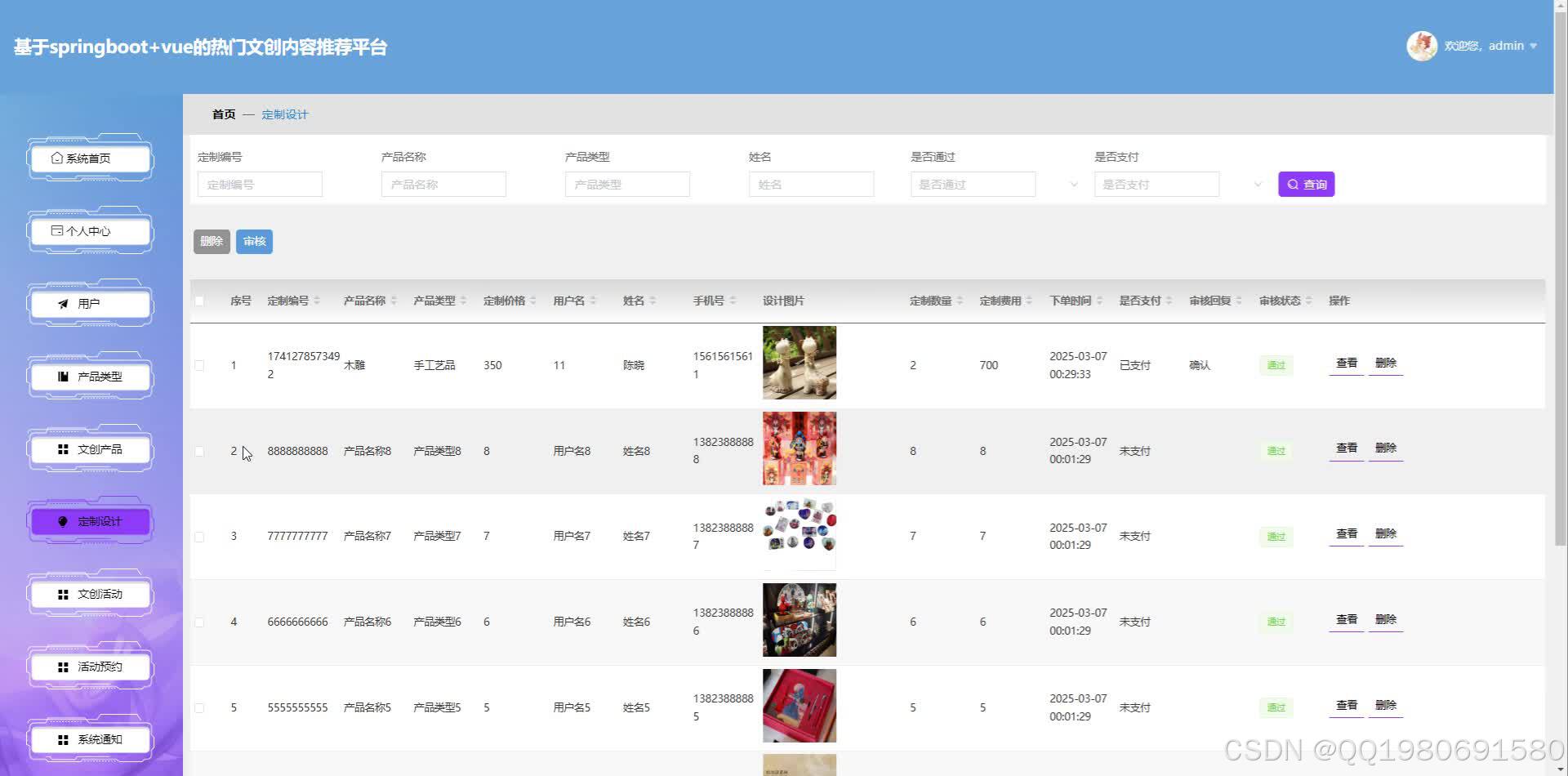 基于Springboot+Vue的热门文创内容推荐平台系统